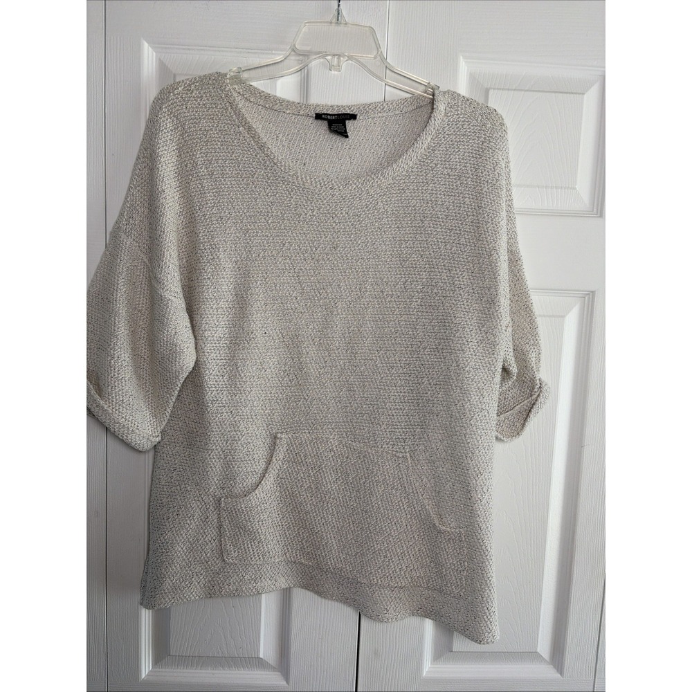 Robert Louis Oversized‎ Knit Sweater Womens Size L Oatmeal Marl Cotton Blend